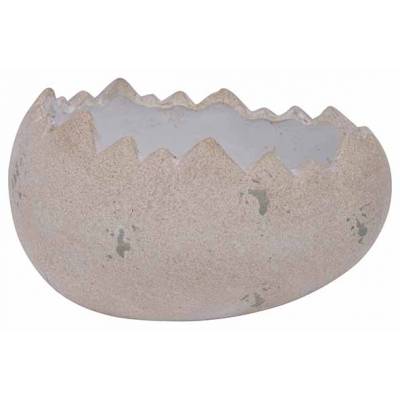 Oeuf Open Carved Speckle Blanc 17x12,5xh 10cm Ovale Dolomite 