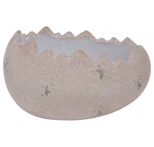Oeuf Open Carved Speckle Blanc 17x12,5xh 10cm Ovale Dolomite  Cosy @ Home