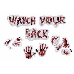 Decosticker Bloody Watch Your Back Rood 40xh18cm Pvc 