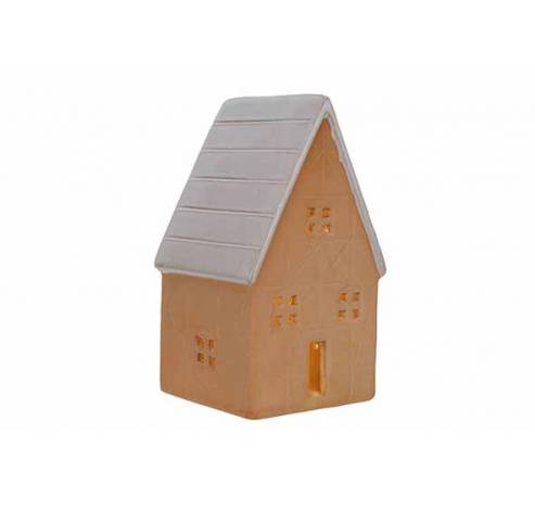 Huis Glazed-tc Led Incl. 2xlr44 Batt Terracotta 8,8x7,6xh14,7cm Aarde  Cosy @ Home