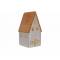 Huis Glazed-tc Led Incl. 2xlr44 Batt Beige 8,7x7,4xh15,8cm Aardewerk 