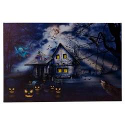 Cosy @ Home Canvas House Pumpkins Led 2aabat Not Inc L Multi-colore 40x60xh2,5cm Rectangle 