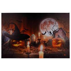 Cosy @ Home Canvas Moon Pumpkins Bats Led 2aabat Not  Incl 40x60xh2,5cm Rectangle 