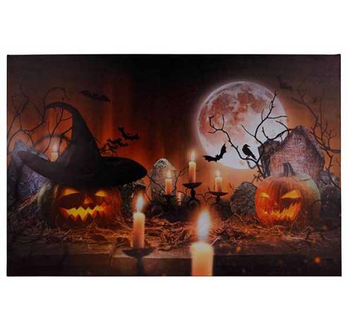 Canvas Moon Pumpkins Bats Led 2aabat Not  Incl 40x60xh2,5cm Rechthoek  Cosy @ Home