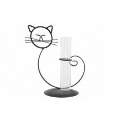 Cosy @ Home Porte Cat 1x Glass Tube Noir 14x10,5xh21 ,5cm Metal-verre 