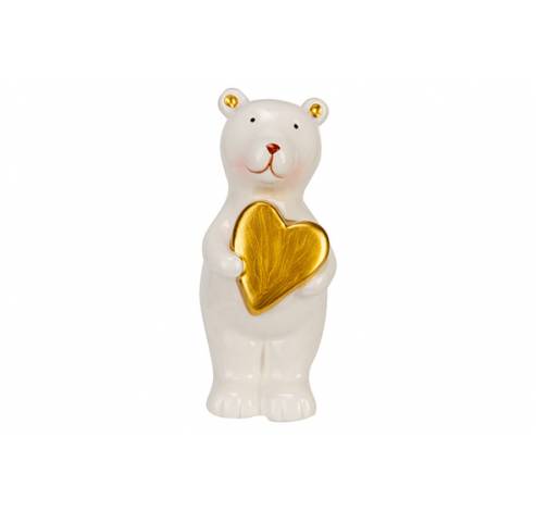 Ours Heart Gold Blanc 5,2x5,2xh10cm Allo Nge Ceramique  Cosy @ Home