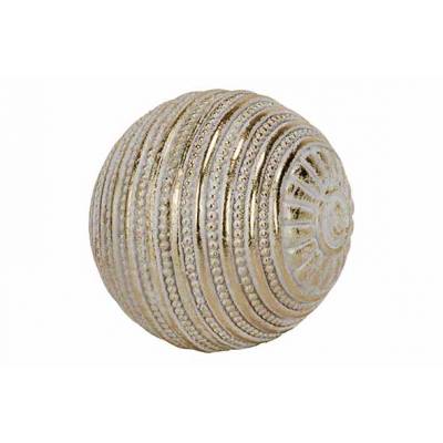 Boule Gold Washed Blanc 10,5x10xh10,5cm Rond Polyresine 
