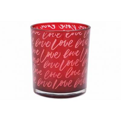 Bougeoir Love Rouge 9x9xh10cm Verre   Cosy @ Home