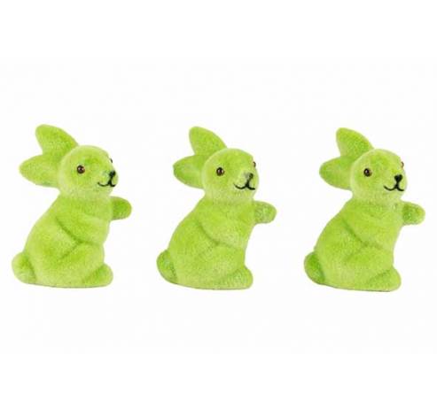 Lapin Set3 Flocked Vert 3x3xh5cm Plastic   Cosy @ Home