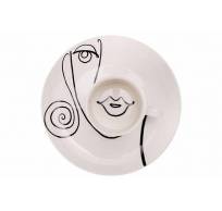 Giftset Set2 Women Drawing Blanc 19x19xh 6cm Rond Porcelaine 