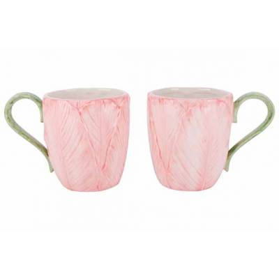 Giftset Set2 Mug Tulip Rose 14x10xh10cm Rond Dolomite  Cosy @ Home