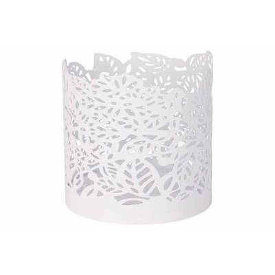 Bougeoir Flower Cutout Blanc 8x8xh8cm Ro Nd Metal  Cosy @ Home