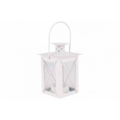 Bougeoir Lantern Blanc 7,5x7,5xh12cm Met Al  Cosy @ Home