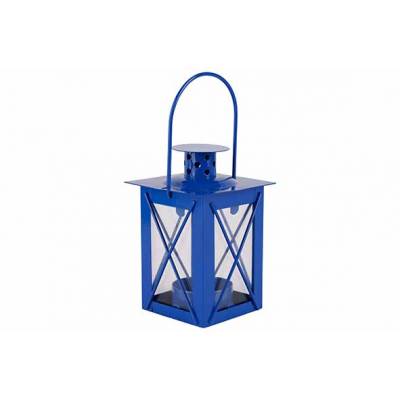 Bougeoir Lantern Bleu 7,5x7,5xh12cm Meta L  Cosy @ Home