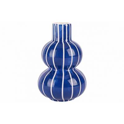 Vase Stripes Blanc Bleu 8x8xh13cm Rond C Eramique  Cosy @ Home