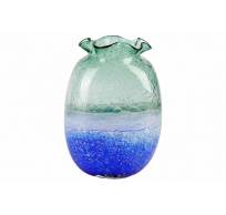 Vase Wave Bleu Vert 20x12xh28cm Rond Ver Re 