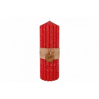 Bougie Ribble Rouge 7x7xh20cm Allonge Bo Ugie  Cosy @ Home