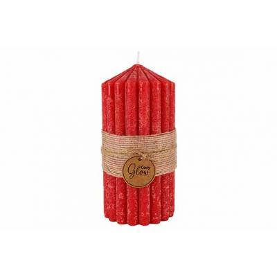 Bougie Ribble Rouge 7x7xh14cm Allonge Bo Ugie  Cosy @ Home