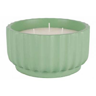 Bougie Parfum 3 Wicks Vert 14x14xh7,5cm Rond Ciment  Cosy @ Home