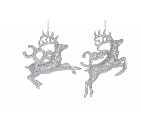 BOOMHANGER HERT GLITTERZILVER 2ASS 10CM  Cosy @ Home