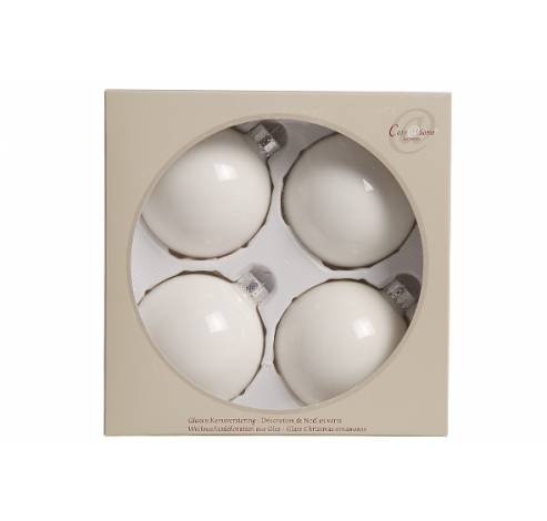 Boule Verre 4pcs 8cm Blanc De Blan Perle Dans Boite Fenetre  Cosy @ Home