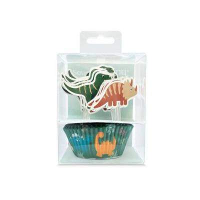 24 CAISSETTES + 24 CAKE TOPPERS DINO UE6  ScrapCooking