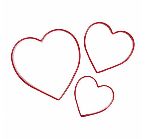 Uitsteekvormen hart inox met gekleurde rand 3x  Tala