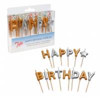 Happy Birthday Gold & Silver candles 