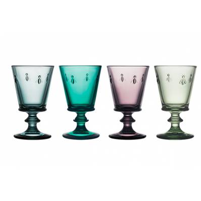 Abeille Verre A Vin 24cl Set4 D8,5cm Xh14,1cm - 4 Couleurs Différentes 