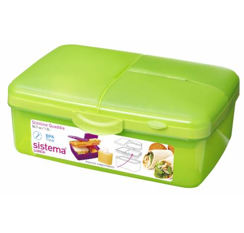  Vibe Lunch lunchbox met drinkfles slimline quaddie groen 1.5L   Sistema