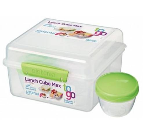 To Go lunchbox Cube Max met yoghurtpotje limoengroen 2L   Sistema