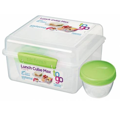 To Go lunchbox Cube Max met yoghurtpotje limoengroen 2L   Sistema