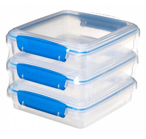 Fresh set van 3 sandwich lunchboxen blauw 450ml  Sistema