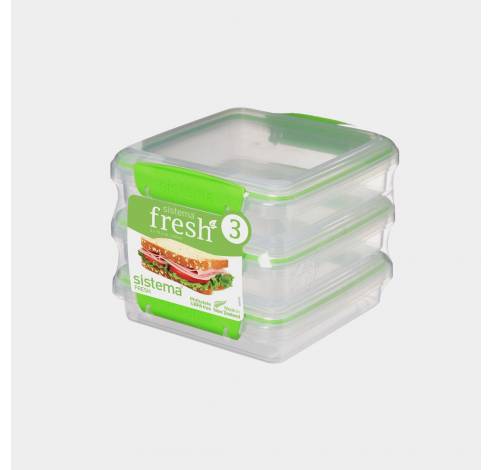 Fresh set van 3 sandwich lunchboxen groen 450ml   Sistema