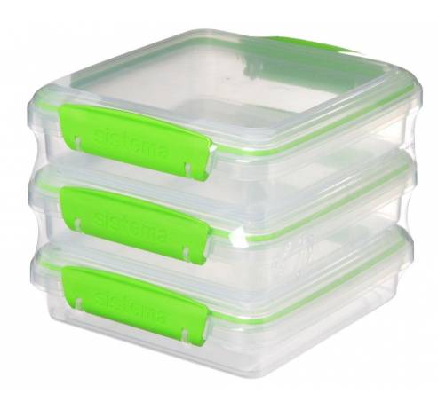 Fresh set van 3 sandwich lunchboxen groen 450ml   Sistema