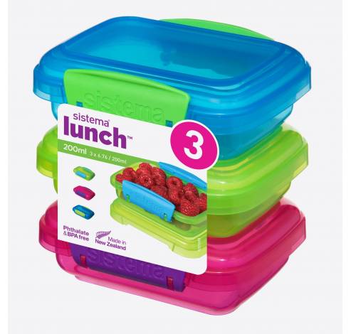 Sistema Trends Lunch set van 3 voorraaddoosjes 200ml (4 ass.)  Sistema