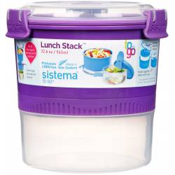 Sistema Lunch Stack To Go lunchbox 2 delen met lepel/vork 990ml