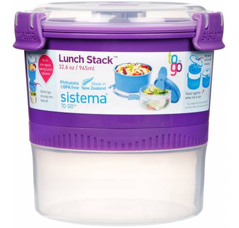 Lunch Stack To Go lunchbox 2 delen met lepel/vork 990ml  Sistema