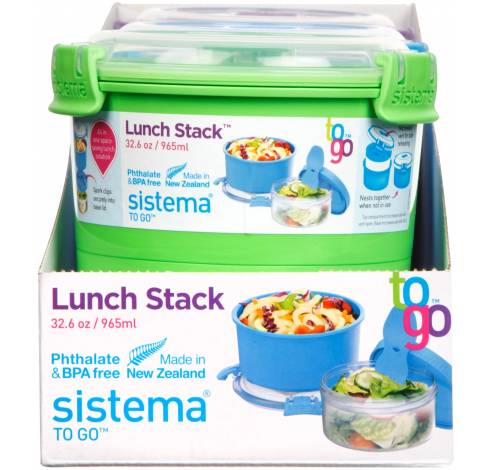 Lunch Stack To Go lunchbox 2 delen met lepel/vork 990ml  Sistema