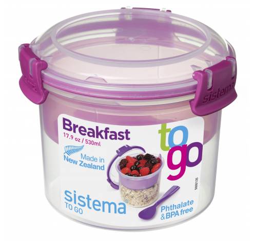 To Go ontbijtkom met onderverdeling roze 530ml - 2 stuks   Sistema