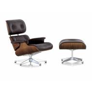 LCH Lounge Chair XL & Ottoman / pol. base - black walnutt shell 