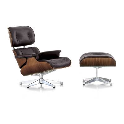 LCH Lounge Chair XL & Ottoman / pol. base - black walnutt shell  Vitra.