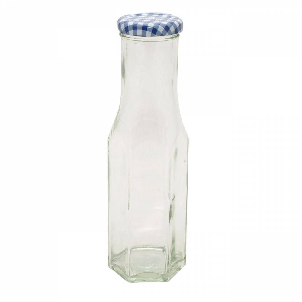 Zeshoekige glazen fles met schroefdop 250ml 