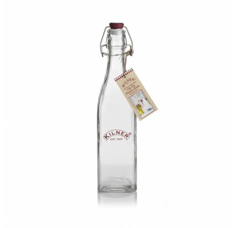 Vierkante glazen fles met plastic beugelsluiting 550ml  Kilner