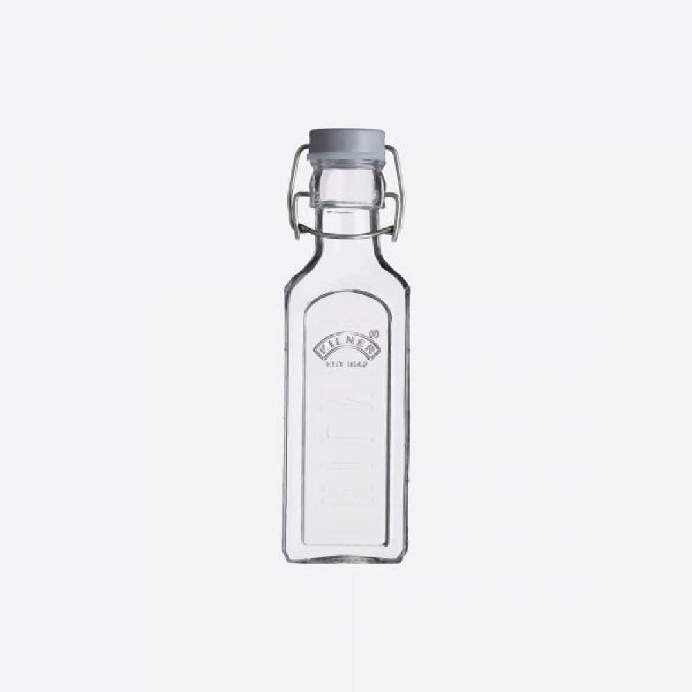 Vierkante glazen fles met grijze beugelsluiting 300ml 