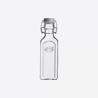 Vierkante glazen fles met grijze beugelsluiting 300ml  Kilner