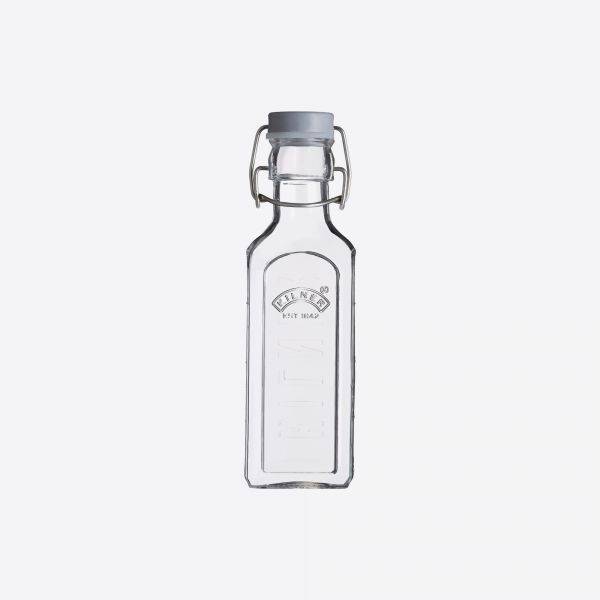 Vierkante glazen fles met grijze beugelsluiting 300ml 