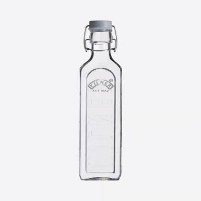 Vierkante glazen fles met grijze beugelsluiting 600ml  Kilner