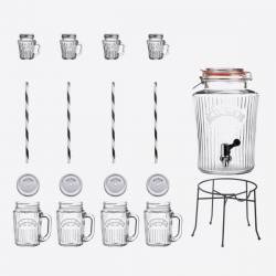 18-DELIGE SET MET VINTAGE DRANKDISPENSER 5L 