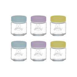 Set van 6 bokalen uit glas voor babyvoeding met silicone deksel 110ml 